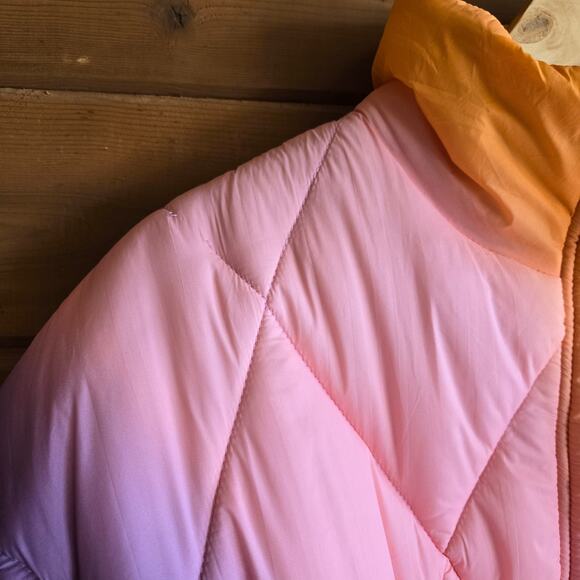 Electric & Rose Aiden Ombre Quilted Jacket NWT L Pink Purple Orange Puffer Coat - Picture 7 of 15